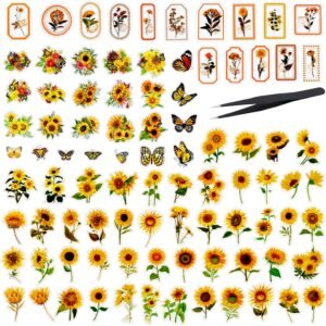 Pack of 180 Stickers Flowers Sunflower Scrapbook Accessories Set Bullet Journal Aesthetic Stickers Transparent  for Photo Album Scrapbook Notebook Diary Laptops  Gift Wrapping Decoration