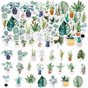 46 Pieces Potted Plant Stickers, Small Size Natural Plant Stickers,  Decoration Sticker Set for Travel Suitcase, Laptop, Planner, Calendar, Scrapbook, Suitcase, Notebooks, Journal