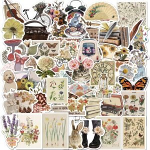 Pack of 100 Aesthetic Stickers, Vintage Stickers, Cute Sticker Set, Stickers for  Scrapbook Accessories, Photo Album, Diary, Notebook, Scrapbooking