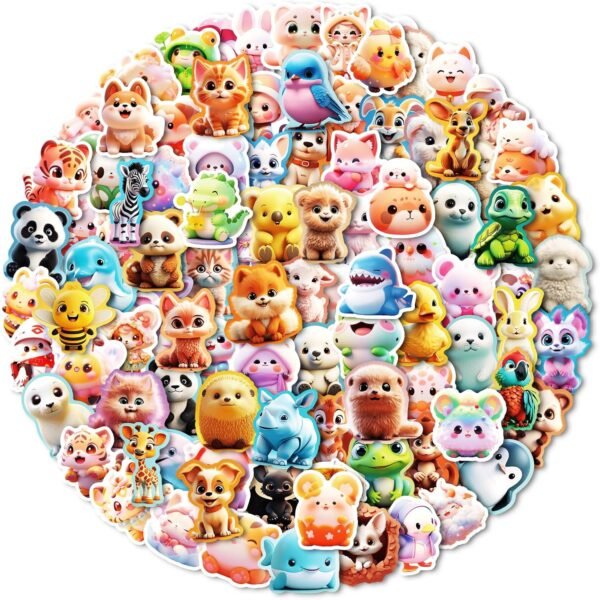 100 PCS Cute Animal Stickers for Kids,Kawaii Stickers for Girls Boys,Waterproof Vinyl Stickers for Water Bottle Laptop Notebook