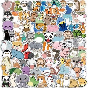 Pack of 100 Animal Stickers Set, Aesthetic Stickers for Water Bottles, Waterproof Vinyl Stickers, for Water Bottles, Scrapbooking, Diary, Laptop