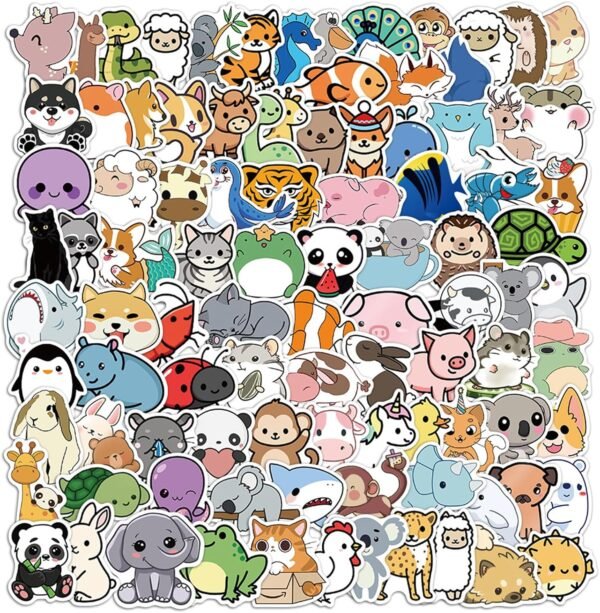 Pack of 100 Animal Stickers Set, Aesthetic Stickers for Water Bottles, Waterproof Vinyl Stickers, for Water Bottles, Scrapbooking, Diary, Laptop