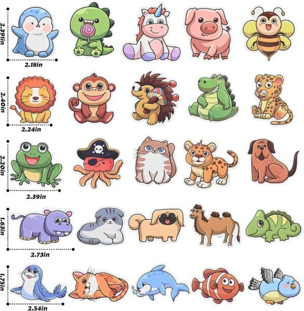 Stickers for Kids, 100Pcs Cute Animal Stickers, Waterproof Vinyl Stickers, Realistic Animals Decals for Water Bottle, Journaling, Laptop, Suitcase, Kawaii  Stickers for Teens Boys Girls Adults