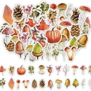 46 PCS Kawaii Forest Plant Sticker, Small Size Mushrooms, Berries, Plant Scrapbook Sticker, for Travel Case, Laptop, Planner, Calendar, Scrapbook,Notebooks, Journal, Album, Phone Case, Card Making