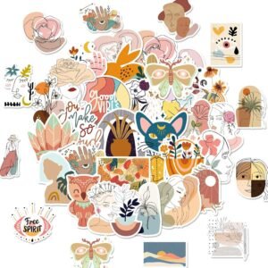 Pack of 100 Bohemian Stickers, Bohemian Sticker Set, Boho Sticker Stickers, Waterproof Stickers, for Mobile Phone Cases, Water Bottles, Motorcycle, Notebook, Suitcase, Bicycle, Snowboard