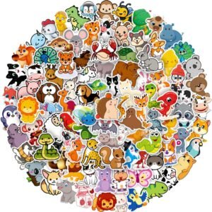 Cute Animal Stickers for Kids, 100 Pcs Waterproof Vinyl Srickers for Water Bottles, Notebooks, Laptop, Kids Stickers Pack, Prizes Stickers for Toddlers and Animal Lovers