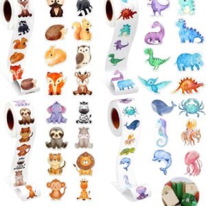 Pack of 2000 Round Cartoon Animal Stickers, Animal Reward Stickers, Children's Stickers, Sea Creatures, Waterproof Self-Adhesive Stickers for Scrapbooking, , Crafts, Journal, School, Home