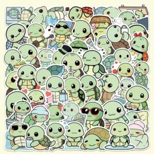 50PCS Turtle Stickers for Kids,Waterproof Vinyl Tortoise Animals Stickers for Decorating Laptops, Water Bottles, Notebooks, Party Gifts for Kids Teens and Adults (Turtle)