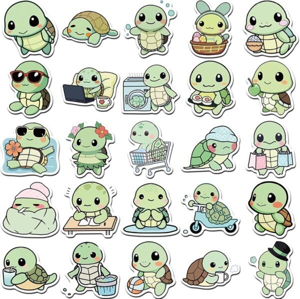 50PCS Turtle Stickers for Kids,Waterproof Vinyl Tortoise Animals Stickers for Decorating Laptops, Water Bottles, Notebooks, Party Gifts for Kids Teens and Adults (Turtle)