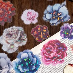 120 PCS Flower Scrapbook Stickers Kit Watercolor Flower  Transparent Waterproof Stickers Set for Junk Journal Journaling Water Bottles Phone Laptop Decals Pack for Teens Girls Kids Adults
