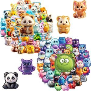 100PCS 3D Animal Stickers and Vinyl Decals – Cute Monster & Critter Waterproof Stickers for Journals, Scrapbooks, Water Bottles, Laptops – Great for Kids, Teens, Boys, Girls