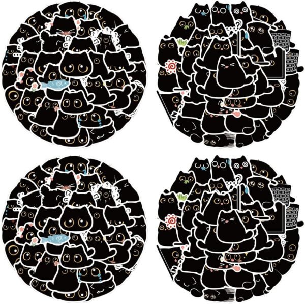 160 Pieces Cute Black Cat Sticker Set Cute Cat Stickers for Laptop Cute Cat Stickers  Waterproof for Water Bottles, Scrapbook, Bike, Notebook,