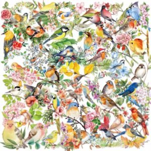 50 Pack Watercolor Bird Transparent Stickers for Teens - Floral Nature Birds Decals Waterproof  Scrapbook Decals for Journal, Guitar, Notebook, Phone Case - Ins Aesthetic Nature Art Sticker Set