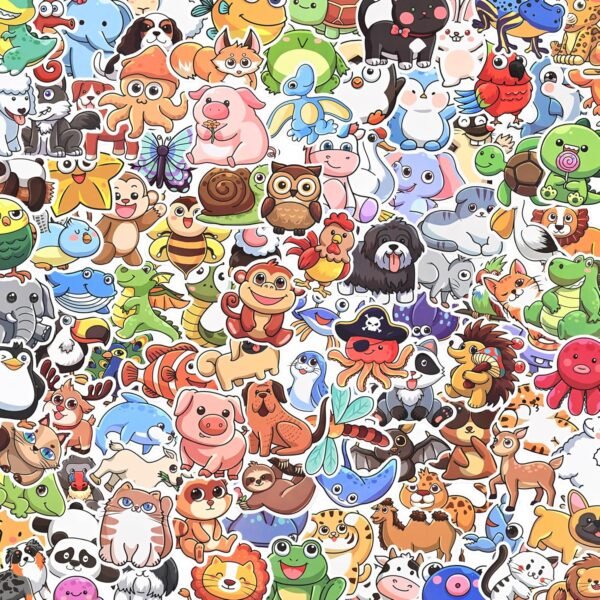 Stickers for Kids, 100Pcs Cute Animal Stickers, Waterproof Vinyl Stickers, Realistic Animals Decals for Water Bottle, Journaling, Laptop, Suitcase, Kawaii  Stickers for Teens Boys Girls Adults
