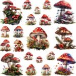 400 Pcs Mushrooms Flora and Fauna Scrapbook Stickers Set for Scrapbooking and Journaling Notebooks, Junk Journal Supplies, Sketchbook, Water Bottle, Laptop, Planner Sticker