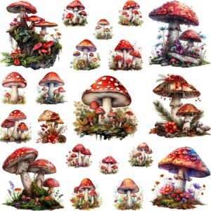 400 Pcs Mushrooms Flora and Fauna Scrapbook Stickers Set for Scrapbooking and Journaling Notebooks, Junk Journal Supplies, Sketchbook, Water Bottle, Laptop, Planner Sticker