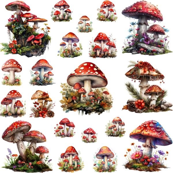 400 Pcs Mushrooms Flora and Fauna Scrapbook Stickers Set for Scrapbooking and Journaling Notebooks, Junk Journal Supplies, Sketchbook, Water Bottle, Laptop, Planner Sticker