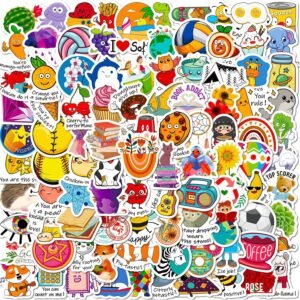 100 Pieces Stickers Girls Set Aesthetic Sticker Set  Sticker Laptop Sticker Set Vinyl Sticker for Motorcycle Laptop Suitcase Skateboard Notebook Scrapbook Bicycle Guitar